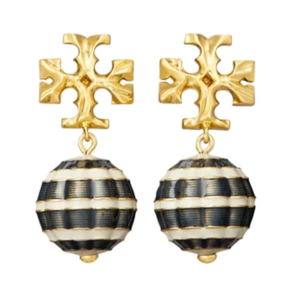 TORY BURCH • Navy Roxanne Logo Drop Earrings
